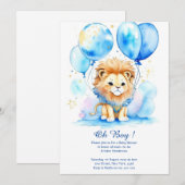 Waterverf Leeuw Baby shower Invitation Kaart (Voorkant / Achterkant)