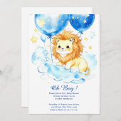 Waterverf Leeuw Baby shower Invitation Kaart (Voorkant / Achterkant)