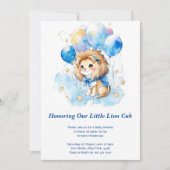 Waterverf Leeuw Baby shower Invitation Kaart (Voorkant)