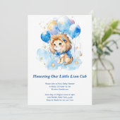 Waterverf Leeuw Baby shower Invitation Kaart (Staand voorkant)