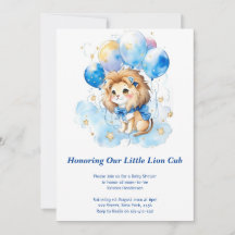 Waterverf Leeuw Baby shower Invitation