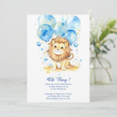 Waterverf Leeuw Baby shower Invitation Kaart (Staand voorkant)