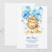 Waterverf Leeuw Baby shower Invitation Kaart (Voorkant / Achterkant)