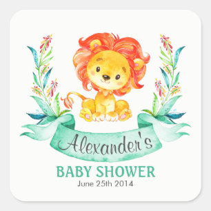 Waterverf Leeuw Baby shower Sticker