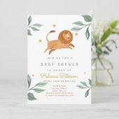 Waterverf leeuw Baby shower uitnodiging (Staand voorkant)