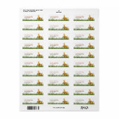 Waterverf Leeuw en Giraffe in het gras Etiket (Full Sheet)