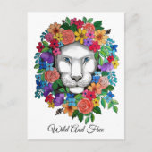 Waterverf leeuw en regenboogbloemen briefkaart (Voorkant)