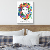 Waterverf leeuw en regenboogbloemen canvas afdruk (Insitu (Slaapkamer))