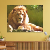 Waterverf Leeuw in de Dierentuin Canvas Afdruk (Insitu (Woonkamer))