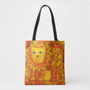 Waterverf Leeuw met Patroon Tote Bag