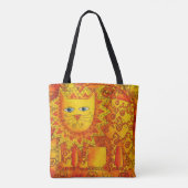 Waterverf Leeuw met Patroon Tote Bag (Achterkant)