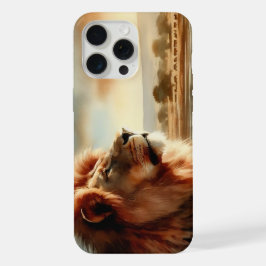 Waterverf Leeuw op de Savannah   iPhone 15 Pro Max Case