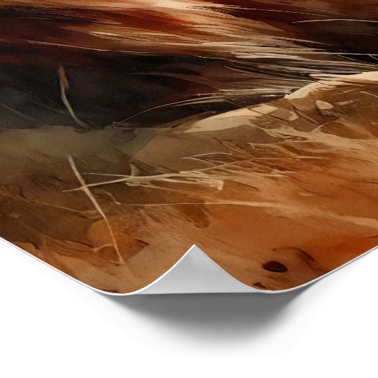 Waterverf leeuw op de savanne poster (Hoek)