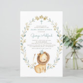 Waterverf Leeuw Prince Baby Toewijding Uitnodiging (Staand voorkant)