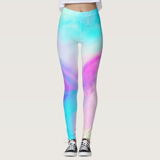 Waterverf Leggings Sky Blue Paars (Voorkant)