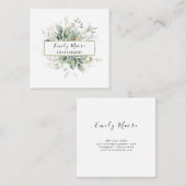 Waterverf lekt en goudolievlek groen kunstwerk vierkante visitekaartje (Voorkant / Achterkant)