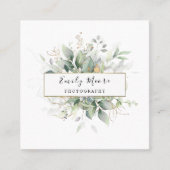 Waterverf lekt en goudolievlek groen kunstwerk vierkante visitekaartje (Voorkant)