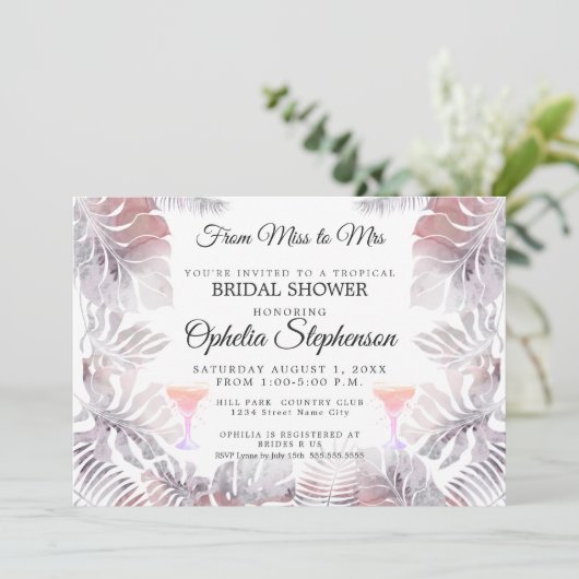 Waterverf lekt in Roos roze en muve Kaart (Staand voorkant)