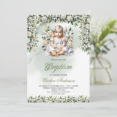 Waterverf lelies en rozen meisje Doop Kaart (Staand voorkant)