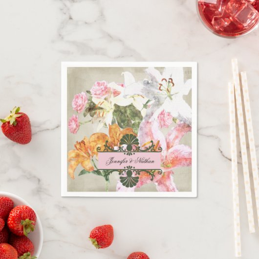 Waterverf lelies papieren bruiloft servetten (Insitu)