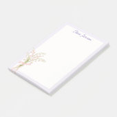 Waterverf lelietje-van-dalen bloemmotief met monog post-it® notes (Schuin)