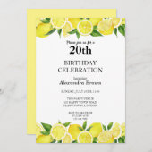 Waterverf Lemon 20e Verjaardag Fotofeestje Kaart (Voorkant / Achterkant)