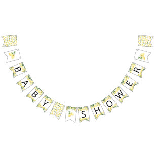 Waterverf Lemon Baby shower Bunting Flags Vlaggetjes