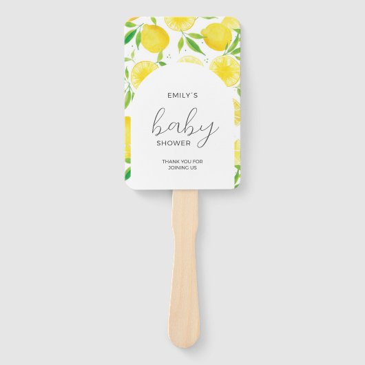 Waterverf Lemon Baby shower Hand Fan Handwaaier (Voorkant)