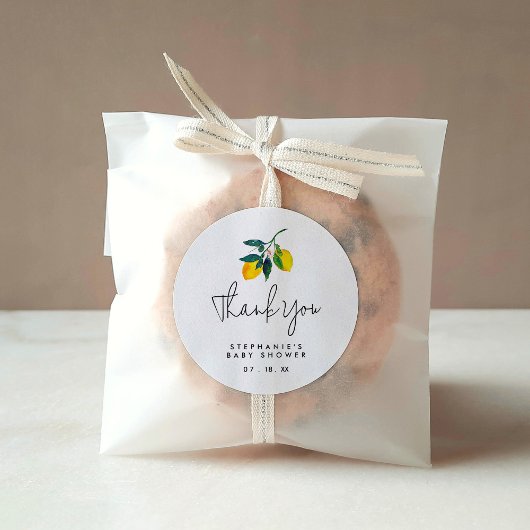 Waterverf Lemon Baby shower Hartelijk dank Ronde Sticker