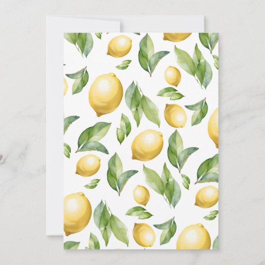 Waterverf Lemon Baby shower Kaart (Achterkant)