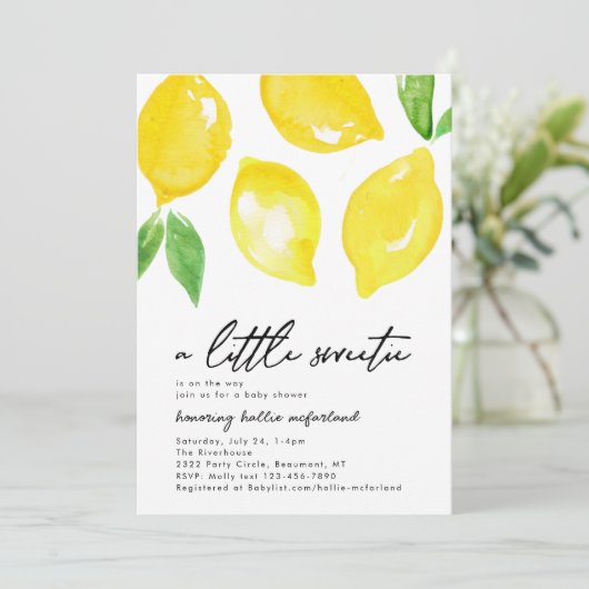Waterverf Lemon Baby shower Kaart (Staand voorkant)