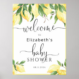 Waterverf Lemon Baby shower Welkomstteken Poster
