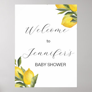 Waterverf Lemon Baby shower Welkomstteken Poster