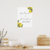 Waterverf Lemon Baby shower Welkomstteken Poster (Keuken)