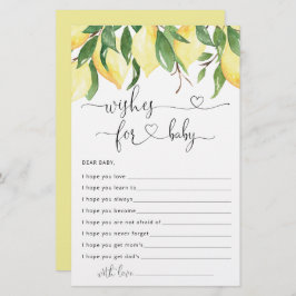 Waterverf Lemon Baby shower wenst Baby Kaart