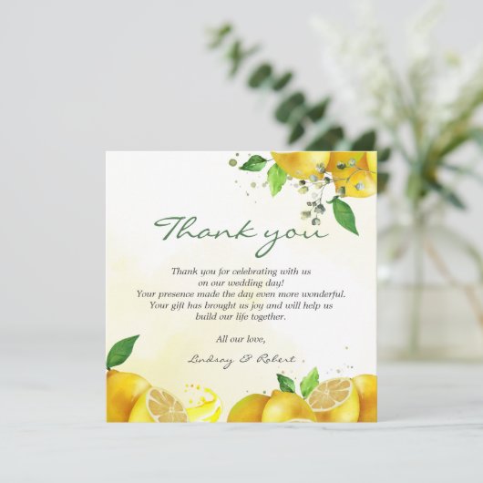 Waterverf Lemon Bedankt Opmerking (Staand voorkant)
