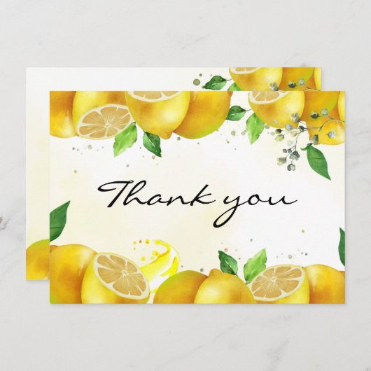 Waterverf Lemon Bedankt Opmerking (Voorkant / Achterkant)