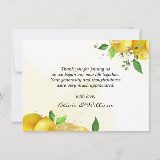 Waterverf Lemon Bedankt Opmerking (Achterkant)