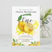 Waterverf Lemon Birthday Uitnodiging (Staand voorkant)
