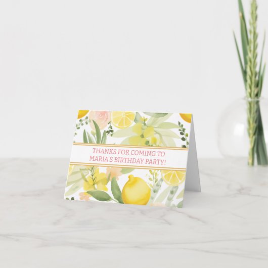 Waterverf Lemon Bloemen Thema Verjaardagsfeest Bedankkaart (Voorkant)