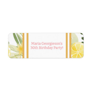 Waterverf Lemon Bloemen Thema Verjaardagsfeest Etiket