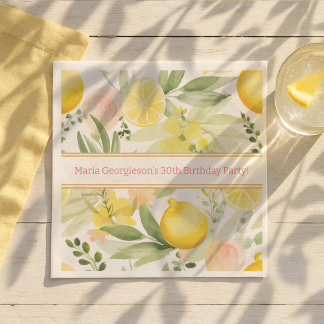 Waterverf Lemon Bloemen Thema Verjaardagsfeest Servet