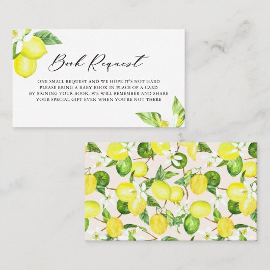 Waterverf Lemon Blossom Baby Book Request Kaart Plaatskaartje (Voorkant / Achterkant)