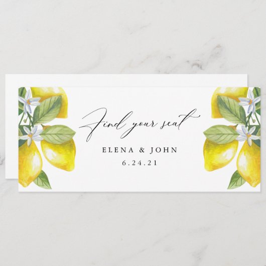 Waterverf Lemon Blossom Hanging Seat Chart Sign. (Voorkant / Achterkant)