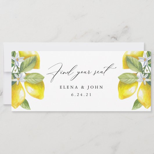 Waterverf Lemon Blossom Hanging Seat Chart Sign. (Voorkant)