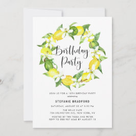 Waterverf Lemon Blossom Wreath Birthday Party Kaart