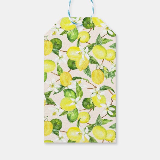 Waterverf Lemon Blossom Wreath Vrijgezellenfeest Cadeaulabel (Achterkant)