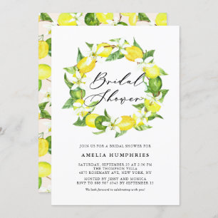 Waterverf Lemon Blossom Wreath Vrijgezellenfeest Kaart