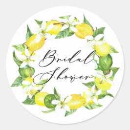 Waterverf Lemon Blossom Wreath Vrijgezellenfeest Ronde Sticker