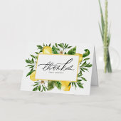 Waterverf Lemon Blossoms Lijst Dank u Folie Wenskaart (Voorkant)
